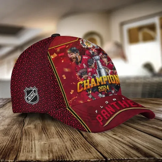 Florida Panthers Champions 2024 Baseball Caps AOP, Gift For Fan, Summer Cap
