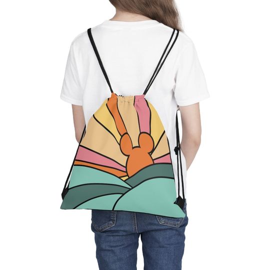 Mickey Sunshine Drawstring Bag, Disney Drawstring Bag, Vacation Drawstring Bag, Park Day Outdoor Drawstring Bag