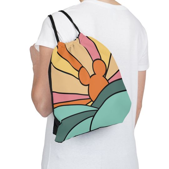Mickey Sunshine Drawstring Bag, Disney Drawstring Bag, Vacation Drawstring Bag, Park Day Outdoor Drawstring Bag
