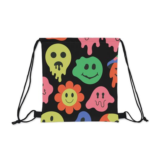 Retro drawstring Graffiti Bag Outdoor Drawstring Bag Sports Gym drawstring Bag