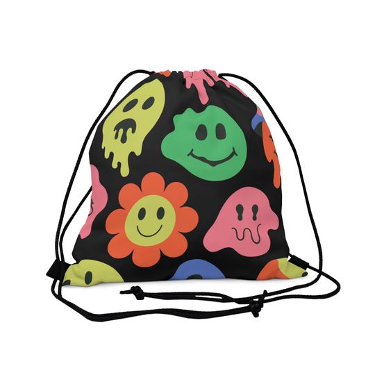 Retro drawstring Graffiti Bag Outdoor Drawstring Bag Sports Gym drawstring Bag