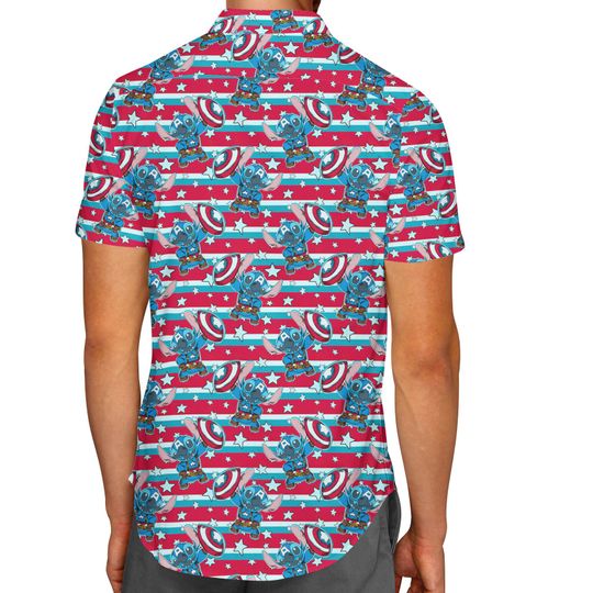 Superhero Stitch - Captain America - Disney Hawaiian Shirt