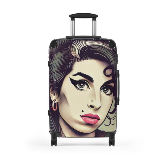 Discover our elegant and durable travel suitcase, ideal for all your trips, Lightweight, spacious and secure, Amy Winehouse Suitcase