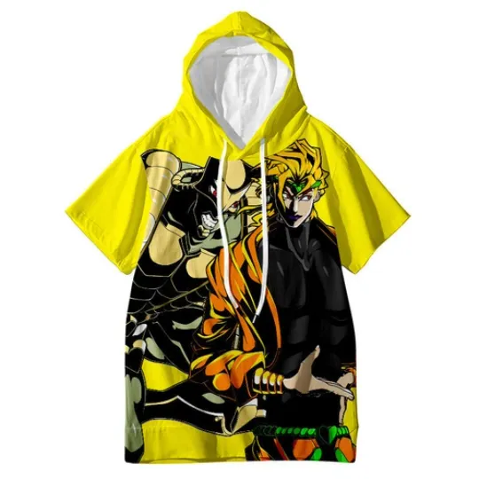 JoJo's Bizarre Adventure Jotaro Kujo Short Sleeve Hoodie Shirt Thin Material