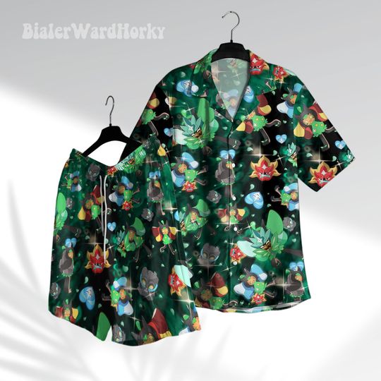 Ogerpon Hawaii Shirt Grass Type Green Shirt Aloha Shirt Anime Shirt Ogerpon Gifts