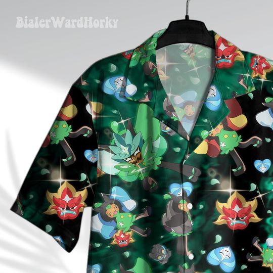 Ogerpon Hawaii Shirt Grass Type Green Shirt Aloha Shirt Anime Shirt Ogerpon Gifts