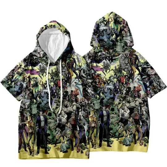 JoJo's Bizarre Adventure Jotaro Kujo Short Sleeve Hoodie Shirt Thin Material