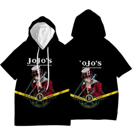 JoJo's Bizarre Adventure Jotaro Kujo Short Sleeve Hoodie Shirt Thin Material