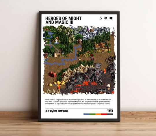 HOMM3 (1999) Poster - Video Game Wall Art Print - Gaming Gift