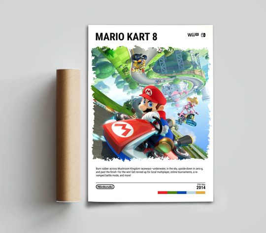 Mario Kart 8 (2014) Nintendo Switch Poster - Video Game Art Print - Gaming Gift