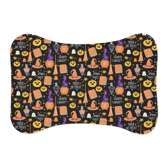 Halloween on Black Pet Bowls Mats