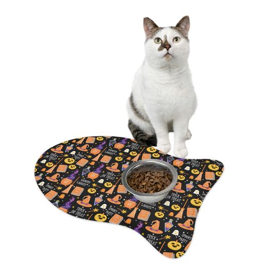 Halloween on Black Pet Bowls Mats