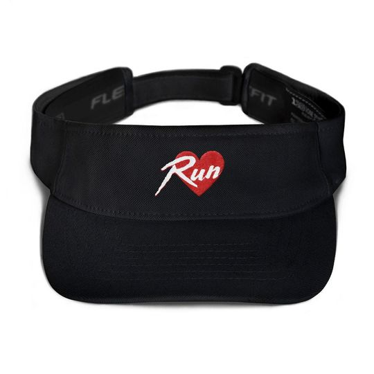 RUN HEART  Retro Embroidered Graphic Visor  Fun Run Track Club