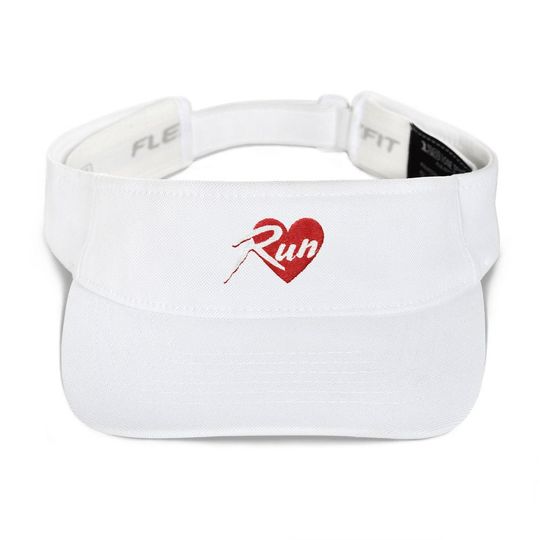 RUN HEART  Retro Embroidered Graphic Visor  Fun Run Track Club