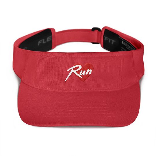 RUN HEART  Retro Embroidered Graphic Visor  Fun Run Track Club