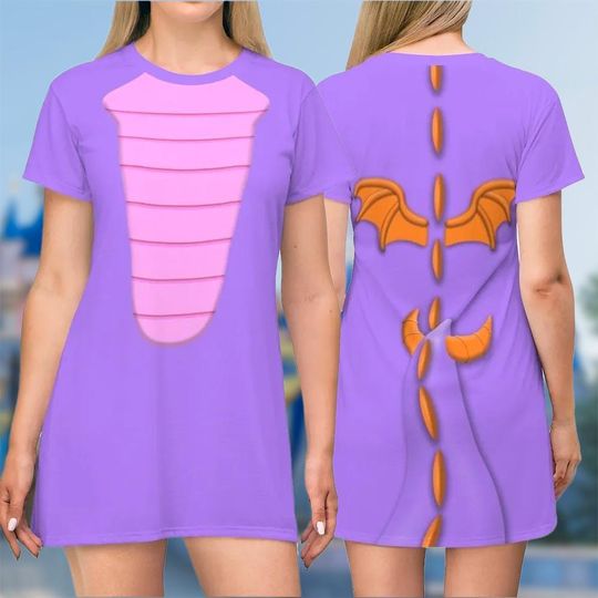 Figment Dragon 3D T-shirt, Figment All Over Print Shirt And Dress, Figment Mom Daughter Dress, Figment Epcot Cosplay Costume Tee