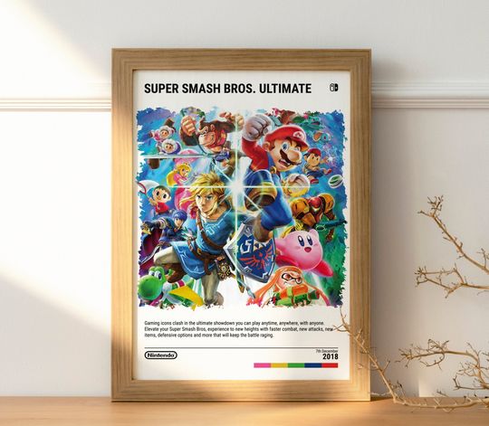 Super Smash Bros. Ultimate (2018) Nintendo Switch Poster - Video Game Art Print - Gaming Gift