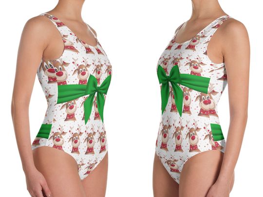 Christmas Gift Box One-Piece Swimsuit
