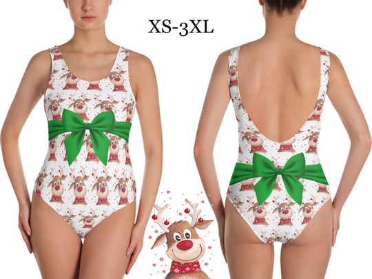 Christmas Gift Box One-Piece Swimsuit