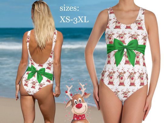 Christmas Gift Box One-Piece Swimsuit