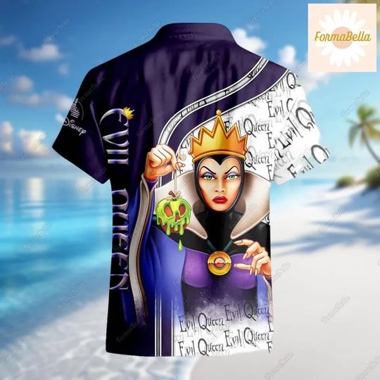 Evil Queen Hawaiian Shirt, Evil Queen Halloween Button Up Shirt