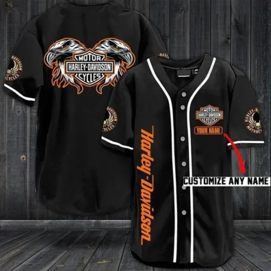 Personalized! Black Eagle H davidson Baseball Jersey 3D S-5XL Best Quality