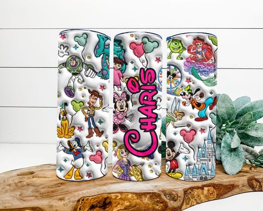 Personalized Inflated Disney Tumbler, Minnie Ears Disney Trip 20oz Skinny Tumbler