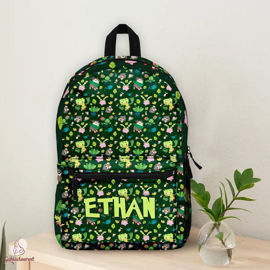 Bulbasaur School Backpack | PKM Grass Type Backpack | Bulbasaur Bellsprout Chikorita | Kids School Bag | PKM Anime Backpack