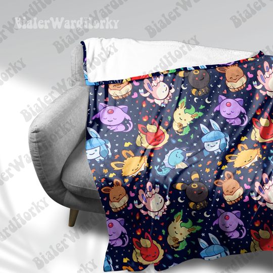 Eevee Evolution Galaxy Fleece Blanket, Evolution Blanket, Cute Fleece Blanket, Anime Blanket Galaxy, Gifts