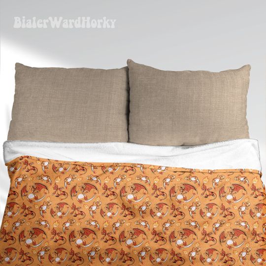 Charmander Evolution Fleece Blanket, Fire Type Custom Blanket, Anime Blanket Charizard, Gifts