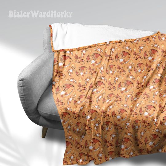 Charmander Evolution Fleece Blanket, Fire Type Custom Blanket, Anime Blanket Charizard, Gifts