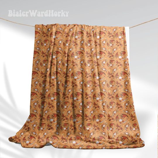 Charmander Evolution Fleece Blanket, Fire Type Custom Blanket, Anime Blanket Charizard, Gifts