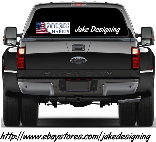 White Dudes for Harris Bumper Sticker or Magnet USA Wavy Flag Kamala Harris