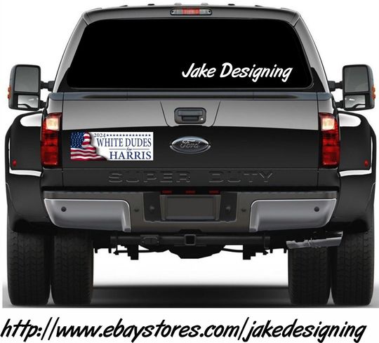 White Dudes for Harris Bumper Sticker or Magnet USA Wavy Flag Kamala Harris