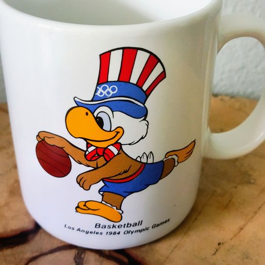 1984 LA Olympics Basketball Mug, 80s Retro Ceramic Mug