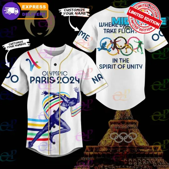 Olympic Paris 2024 Where Dreams Take Flight Customized Baseball Shirt 3D
