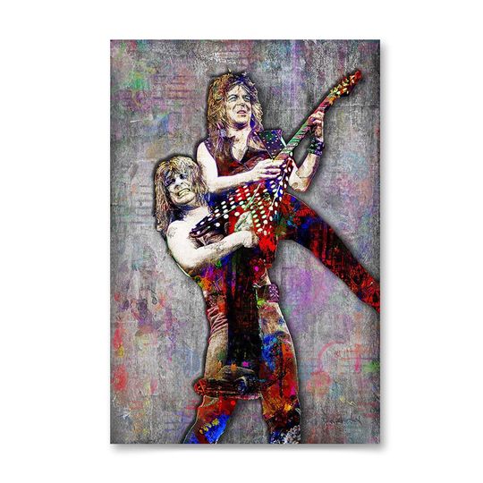 Randy Rhoads and Ozzy Osbourne Poster, High Quality Canvas Print Art Posters, Gift for her, Gift for Him, Unframed