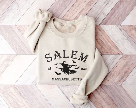 Embroidered Salem Sweatshirt, Witch Sweatshirt, Fall Crewneck, Hocus Sweater