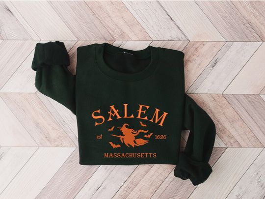 Embroidered Salem Sweatshirt, Witch Sweatshirt, Fall Crewneck, Hocus Sweater