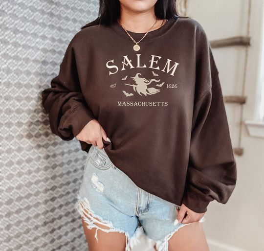 Embroidered Salem Sweatshirt, Witch Sweatshirt, Fall Crewneck, Hocus Sweater
