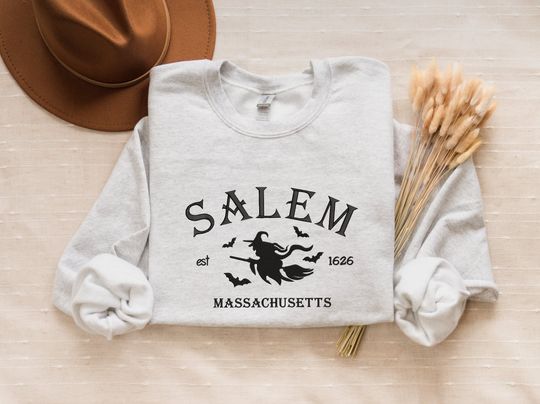 Embroidered Salem Sweatshirt, Witch Sweatshirt, Fall Crewneck, Hocus Sweater