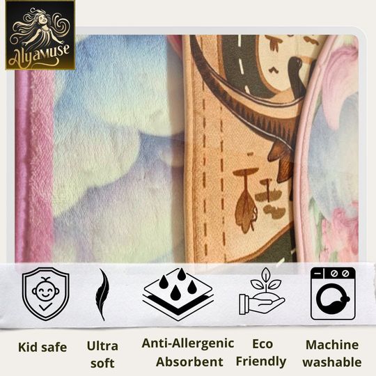 Princess Castle Round Floor Pad| Round Kids Rug | Non Slip Floor Mat | Nursery Rug