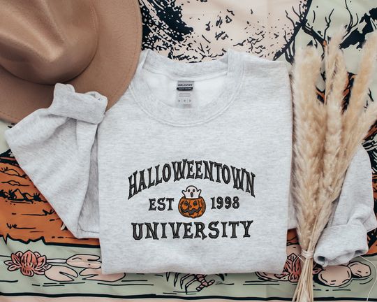 Embroidered Halloweentown Sweatshirt, Embroidered Fall Sweatshirt