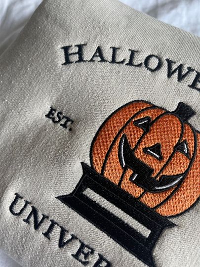 Halloween Town University Embroidered Halloween crewneck sweater