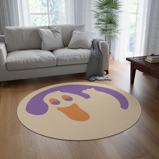 Halloween Sugar Cookie Ghost Round Rug Spooky Home Decor