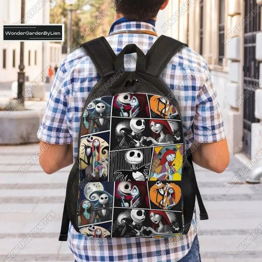 Jack Skellington And Sally Backpack, Nightmare Before Christmas Lunch Bag, Disney Cartoon School Bag, Casual Travel Bag Kids And Adult