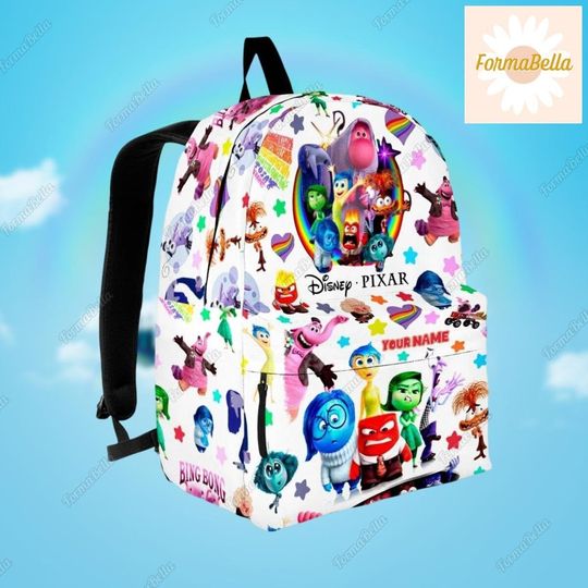 Halloween Custom Inside Out Front Zip Student Backpack, Disney Pixar Characters Backpack, Back To School Gift, Anger Sadness Disgust