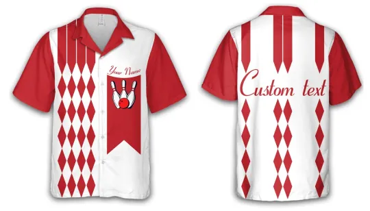 Custom Bowling Shirt For Men, Diamond Personalize Name Bowling Hawaiian Shirt
