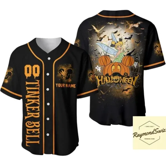Tinker Bell Jersey Shirt, Custom Tinker Bell Shirt, Halloween Baseball Jersey