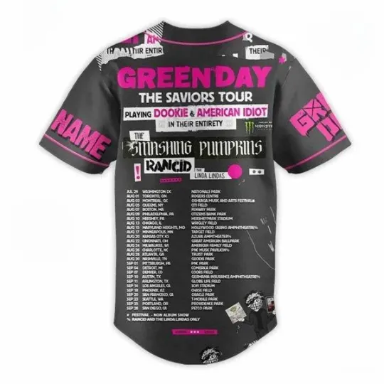 Green Day The Saviors Tour Custom Baseball Jersey